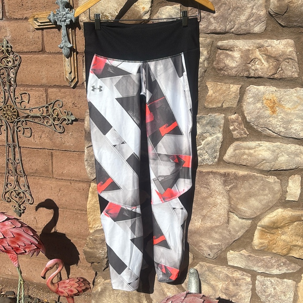 Under Armour Full Length Leggings Compression Black Multicolor Large NWT